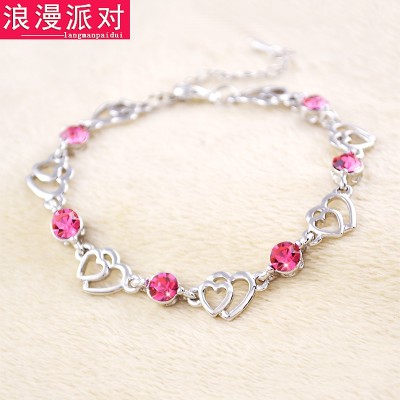 Female fashion bracelet clover Rose Gold Crystal Butterfly sweet hand jewelry all-match crystal bracelet accessories.