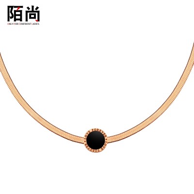 Fashion 18K rose gold plated black necklace chain Jinshe color female coarse titanium bone Chain Gift