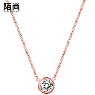 Korean version of simple diamond necklace, female plated 18K rose gold, fine clavicle chain