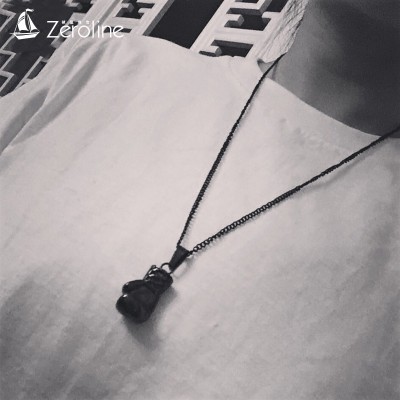 European and American fashion retro fitness boxing gloves and titanium necklace Korean couple pendants accessories