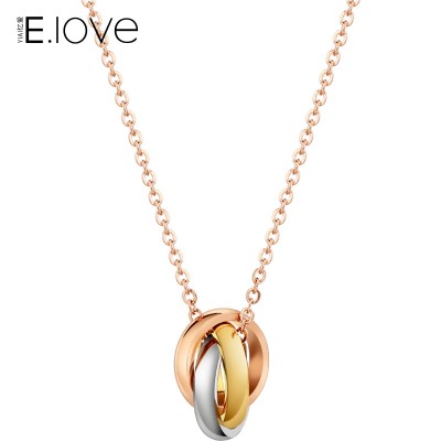 I love and the wind rose gold plated 18K Necklace female three ring necklace necklace jewelry gift.