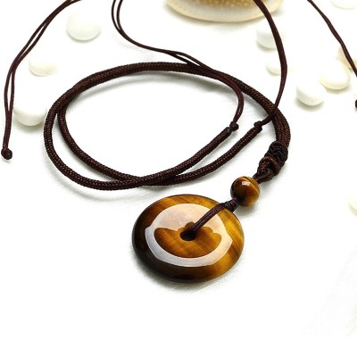 Fukuwoo Kai natural crystal jewelry buckle Tigereye Stone Pendant Necklace Pendant female man character transfer