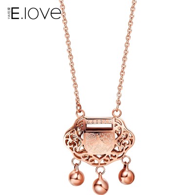 I love fashion 18K rose gold plating titanium necklace female student gift jewelry chain winnings Ruyi clavicle