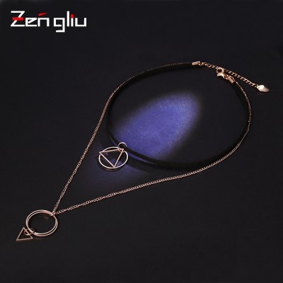 Double Necklace Choker collar female neck clavicle short chain Harajuku neck chain pendant punk neck jewelry