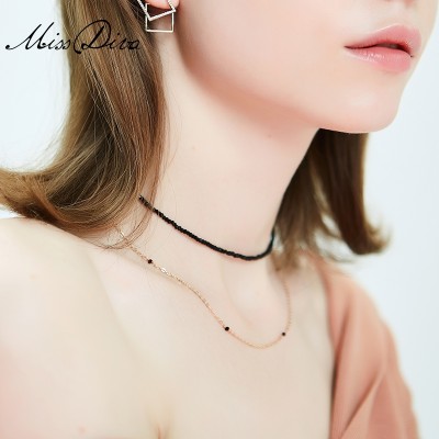 Korea plum Choker collar female double chain necklace clavicle minimalist personality neck belt accessories