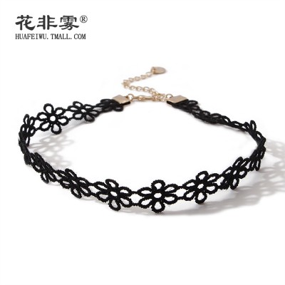 Lace Choker short chain necklace female clavicle contracted neck neck with a black rope individuality Jewelry Necklace