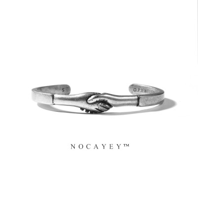 European and American fashion tide brand Bracelet male female couple Bracelet opening titanium handshake retro symbolize peace Bracelet