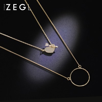 ZENGLIU Korea simple decoration Necklace female short chain pendant all-match double neck clavicle Jewelry Necklace