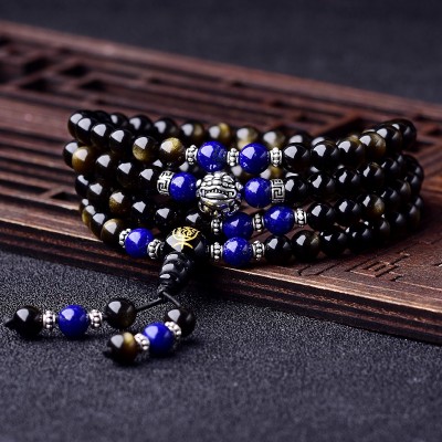 Light Obsidian Bracelet beads 108 gold bracelets Yaoshi brave men female multi crystal