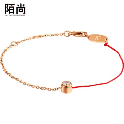 Korean fashion simple single thin red drill string titanium steel bracelet Jewelry for female students