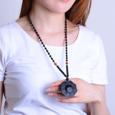 The opening of obsidian Yin Yang and the five elements gossip Fu Tai Chi Bagua pendant male and female amulet Fu Bagua