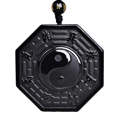 The opening of yin and yang fish Taiji Bagua Amulet Pendant Obsidian necklace pendant jewelry brand men Jiugong gossip