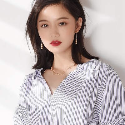 Xin Yuan gold imitation pearl necklace female short chain multi clavicle rose gold plated 18K the Qixi Festival all-match jewelry gift