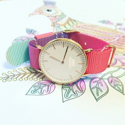 Watch with 13141718 20mm and Green Tea nylon canvas leather bracelet gradient