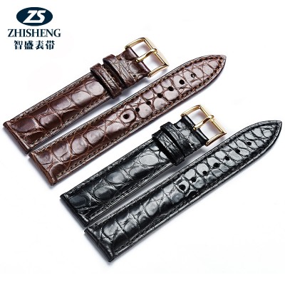 Crocodile leather watch band male lady butterfly clasp belt accessories for Longines OMEGA Tudor Kunlun