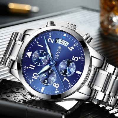 Green watch men Men quartz movement Waterproof fashion noctilucent stainless steel men's watch wrist watch