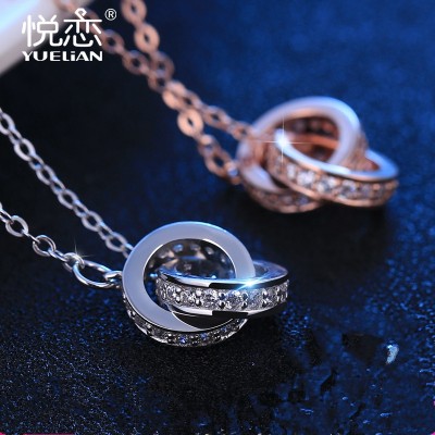 Double color gold necklace female off color silver rose gold silver collar chain