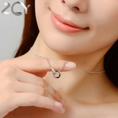 That 925 Sterling Silver Necklace female all-match simple European style imitation diamond collar chain to send his girlfriend
