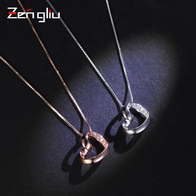 925 silver Valentine's Day gift of love girlfriend 18k rose gold plated necklace shaped female Caiyin simple clavicle Pendant