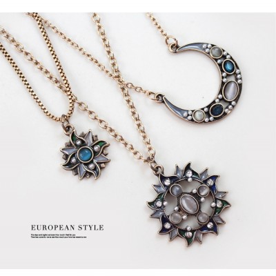 Samini European style retro series new spring sun moon multi female Necklace exaggerated