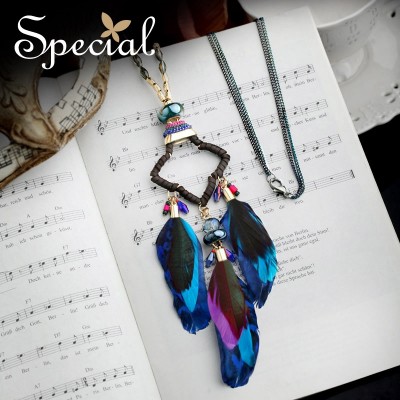 Europe and America fashion necklace, personality, exotic sweater chain, tassels, feather pendant, Shangri-La send girlfriend