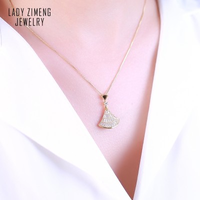 Necklace, clavicle chain, rose gold, Europe and America simple S925 silver personality fan pendant, 520 gifts to send girlfriend