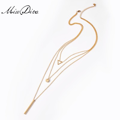 South Korean female star tower multi short chain necklace pendant simple clavicle triangle all-match neck Jewelry Necklace