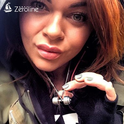 The movement of European and American fashion fitness dumbbell Necklace Titanium Men domineering couple pendants female personality accessories