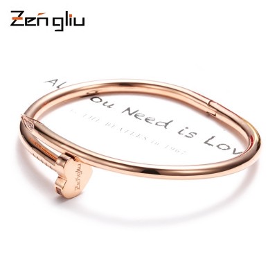 South Korea female love bracelet bracelet nail 18K Rose Gold Plated male couple Bracelet titanium trendsetter opening