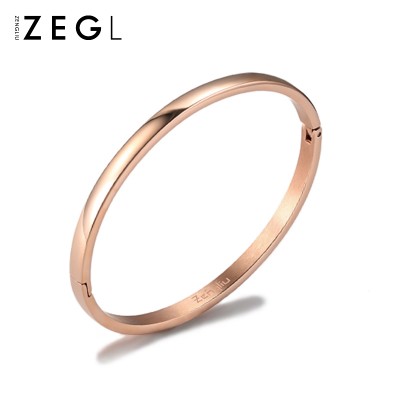 Simple smooth Plated Bracelet 18K Rose Gold Bracelet female South Korea fashion personality titanium jewelry steel ring