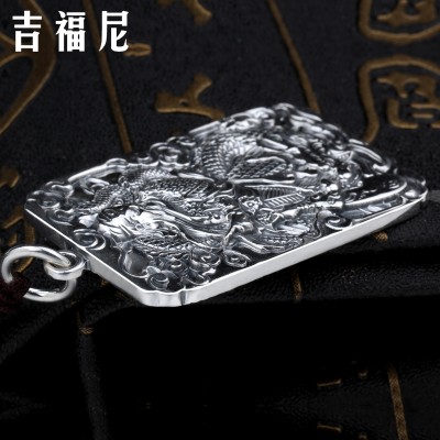 Domineering man Silver Pendant 999 Sterling Silver Pendant Guan Fang solid retro Fortuna Wu sent her Amulet