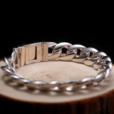 925 Silver Men's bracelet, smooth men's silver bracelet, domineering retro lovers