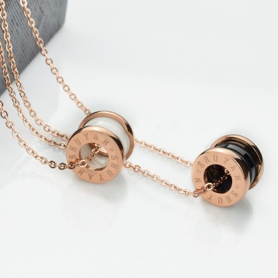 Men's female necklace, plated rose gold ceramic pendant, lovers spring, clavicle chain