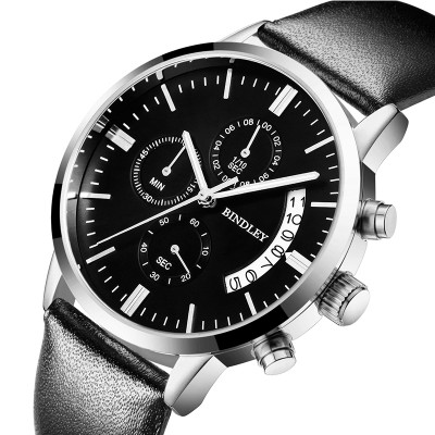 Bindley Authentic men's watch men's watch quartz fine steel strip waterproof activity han edition watch of wrist of contracted fashion students