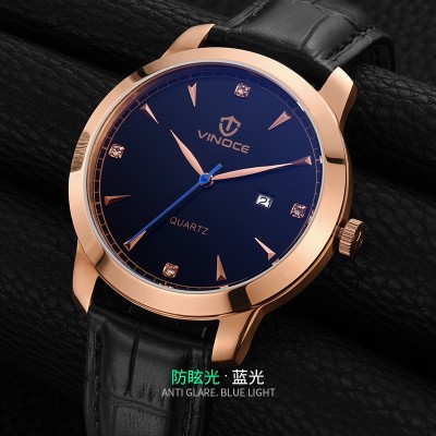 Vinoce Watch male fashion fashion wrist watch waterproof really belt leisure contracted men watch quartz watch