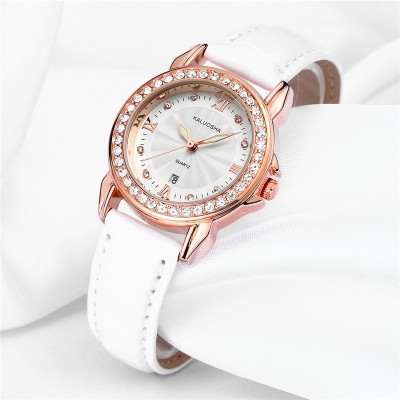Ms card Rosa really belt watch female table Waterproof noctilucent fashion belt drilling Lady's wrist watch