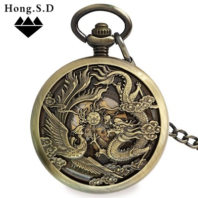 Automatic movement In extremely good fortune pocket watch wedding clamshell restoring ancient ways men and women lovers mechanical clamshell carve patterns or designs on woodwork old man