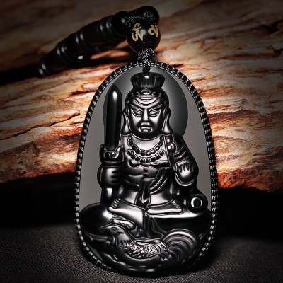 Medallion obsidian life this Buddha pendant male vanity hidden fixed Ming wang rooster bodhisattva samantabhadra necklace female benmingnian