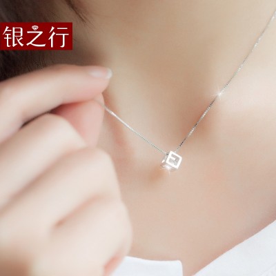 S925 silver chain necklace Korea female day pendant clavicle contracted deserve to act the joker jewelry valentine's day present for his girlfriend