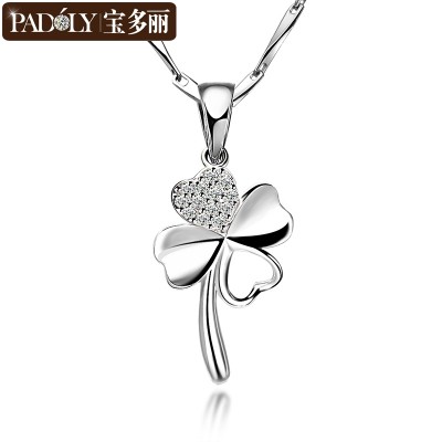 Treasure Doris S925 silver clover necklace female han edition collarbone girlfriends decoration birthday present for his girlfriend