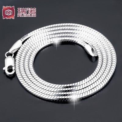 Silver plated platinum men send certificate 】 【 sterling silver necklace Collarbone snake chain silver chain Han edition fashion accessory