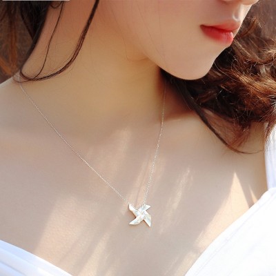 Twinstyle999 sterling silver necklace windmills clavicle female contracted brief paragraph joker pendant students act the role ofing is tasted sweet