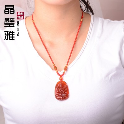 Great life Buddha pendant medallion red agate, Buddha vanity hidden samantabhadra bodhisattva and zodiac necklace