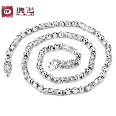 Send the certificate 】 【 99 fine silver plated platinum single men leading sterling silver necklace Han edition domineering thick chain