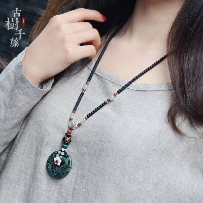 National wind restoring ancient ways female long necklace sweater chain joker ornament deserve to act the role of qiu dong original design restoring ancient ways pendant