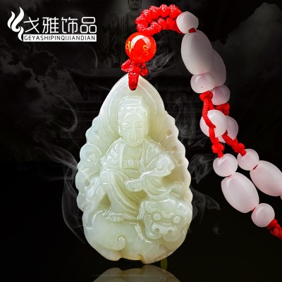 Natural patron hetian jade vanity hidden samantabhadra motionless statue of king Ming bodhisattva chicken in 12 zodiac this Buddha pendant