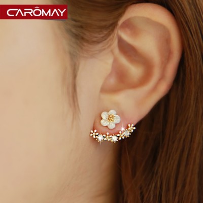 Lome jewelry Daisy shell before and after wearing earrings stud earrings female flower South Korea han edition contracted crystal earrings