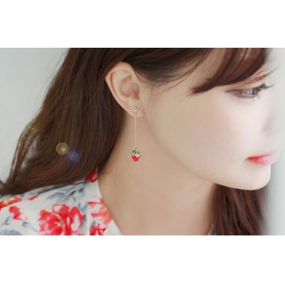 shanzai Lovely sweet strawberry long ear clip without ear pierced earrings woman holiday of holiday of clip-on earrings earrings and collars