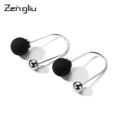 Han edition contracted mini stud earrings Female temperament of South Korea long eardrop minimalist black earrings earrings product personality