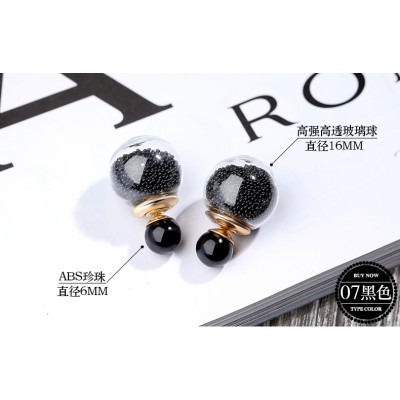 Double stud earrings female temperament fashion, before and after South Korea eardrop sand ball type ear ring earrings earrings